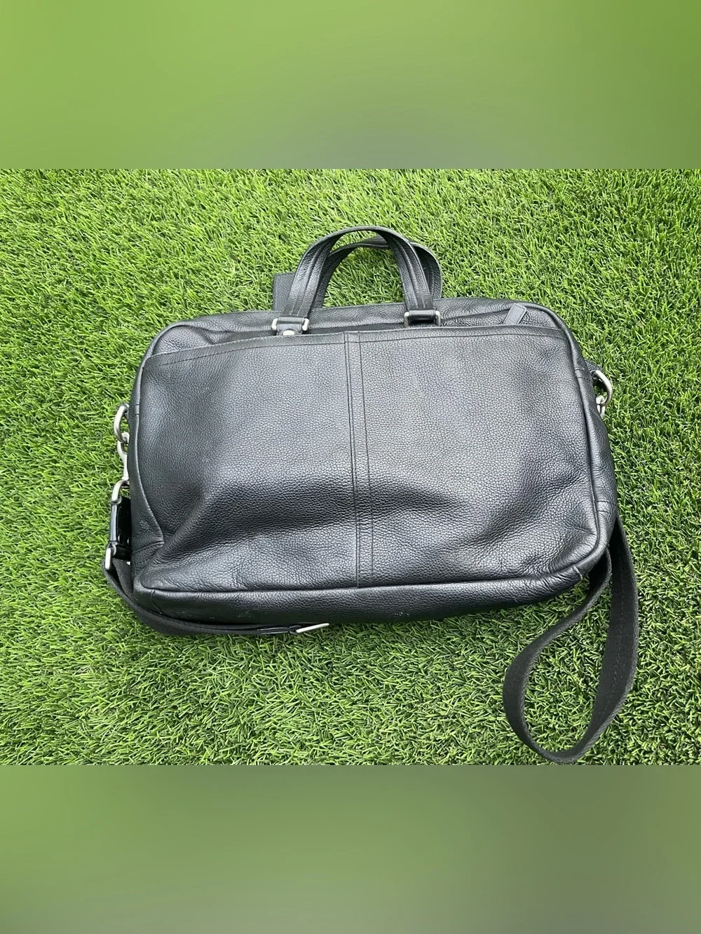💼 AUTHENTIC COACH Harrison Black Leather Commuter Briefcase Business Laptop Bag